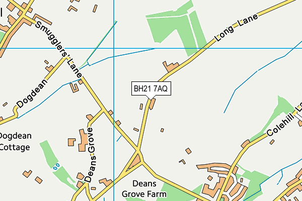 BH21 7AQ map - OS VectorMap District (Ordnance Survey)