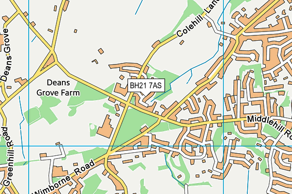 BH21 7AS map - OS VectorMap District (Ordnance Survey)