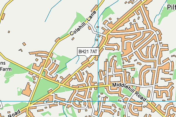 BH21 7AT map - OS VectorMap District (Ordnance Survey)
