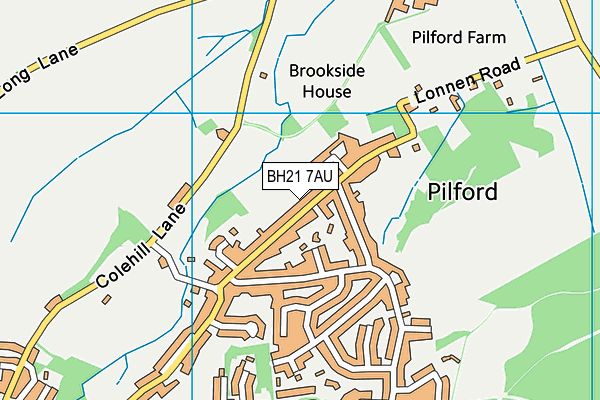 BH21 7AU map - OS VectorMap District (Ordnance Survey)