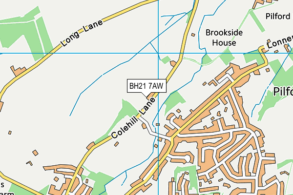 BH21 7AW map - OS VectorMap District (Ordnance Survey)