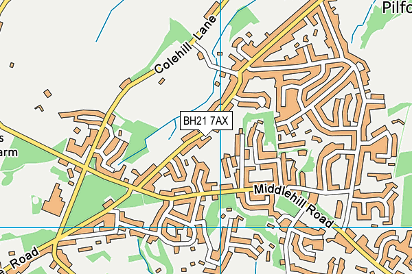BH21 7AX map - OS VectorMap District (Ordnance Survey)