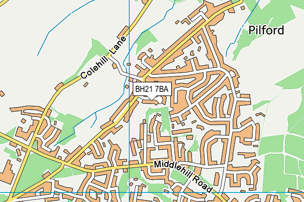 BH21 7BA map - OS VectorMap District (Ordnance Survey)