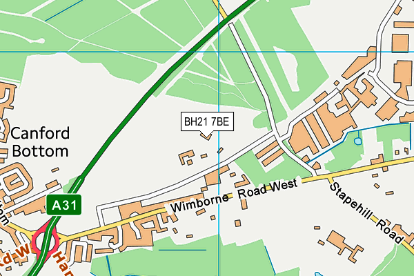 BH21 7BE map - OS VectorMap District (Ordnance Survey)