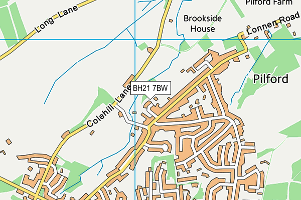 BH21 7BW map - OS VectorMap District (Ordnance Survey)