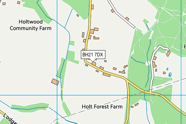 BH21 7DX map - OS VectorMap District (Ordnance Survey)