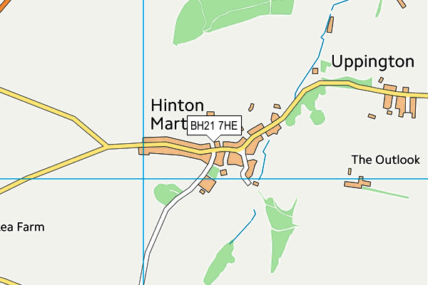 BH21 7HE map - OS VectorMap District (Ordnance Survey)
