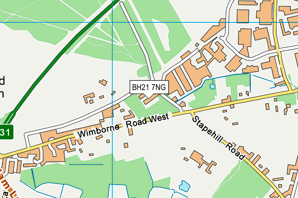 BH21 7NG map - OS VectorMap District (Ordnance Survey)