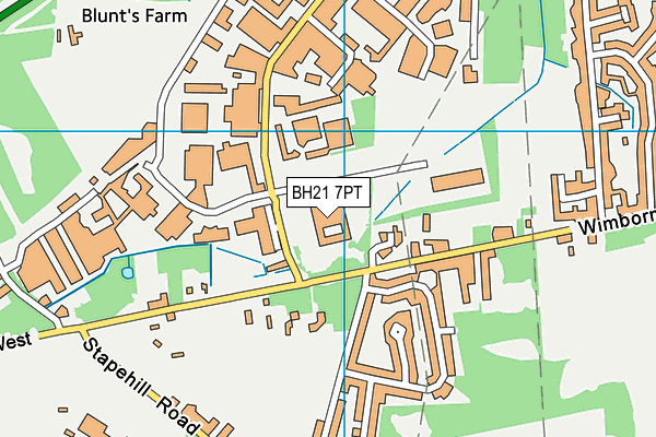 BH21 7PT map - OS VectorMap District (Ordnance Survey)