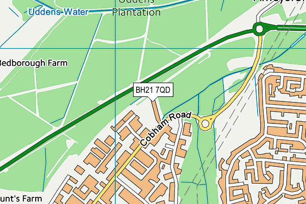 BH21 7QD map - OS VectorMap District (Ordnance Survey)