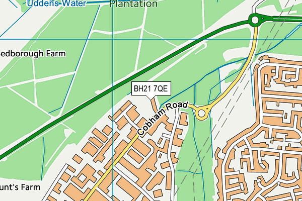 BH21 7QE map - OS VectorMap District (Ordnance Survey)
