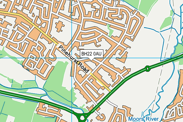 BH22 0AU map - OS VectorMap District (Ordnance Survey)