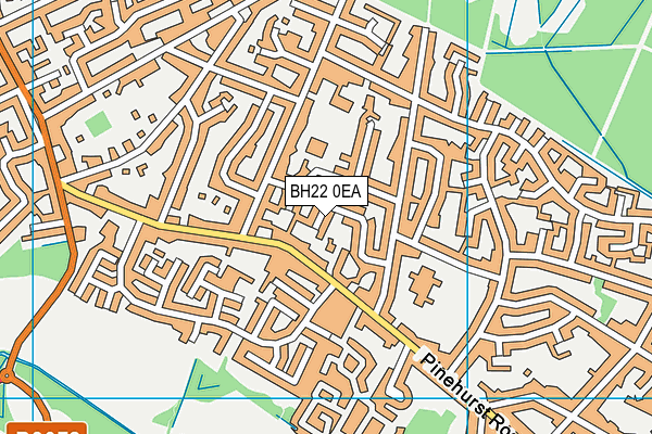 BH22 0EA map - OS VectorMap District (Ordnance Survey)