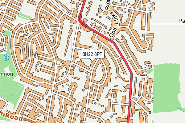BH22 8PT map - OS VectorMap District (Ordnance Survey)