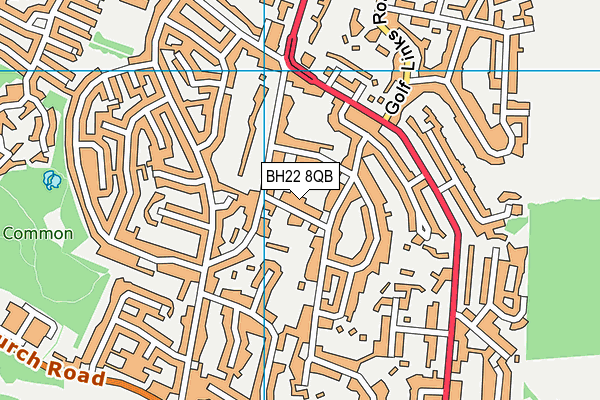 BH22 8QB map - OS VectorMap District (Ordnance Survey)
