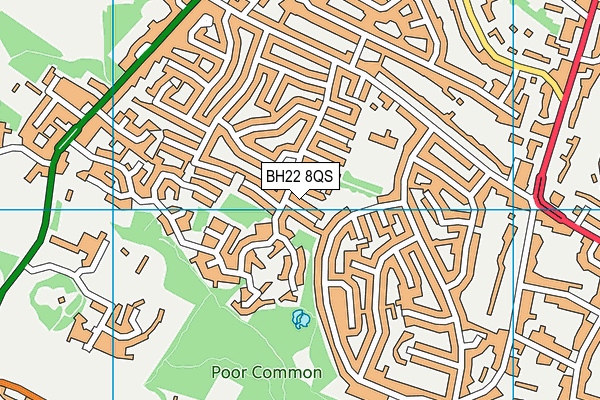 BH22 8QS map - OS VectorMap District (Ordnance Survey)