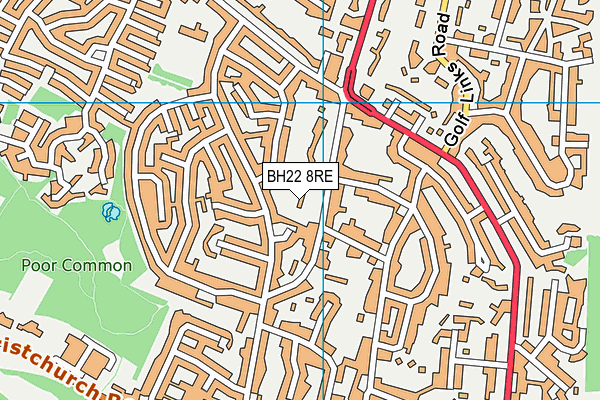 BH22 8RE map - OS VectorMap District (Ordnance Survey)