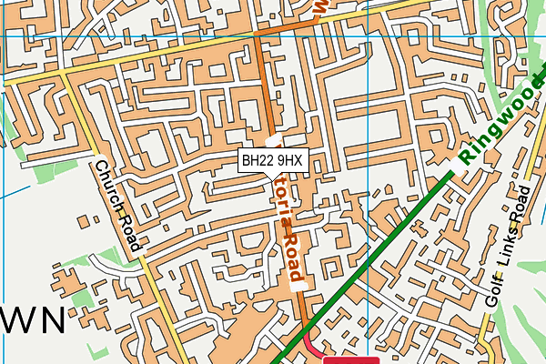 BH22 9HX map - OS VectorMap District (Ordnance Survey)