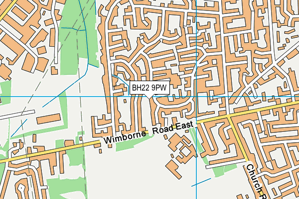BH22 9PW map - OS VectorMap District (Ordnance Survey)