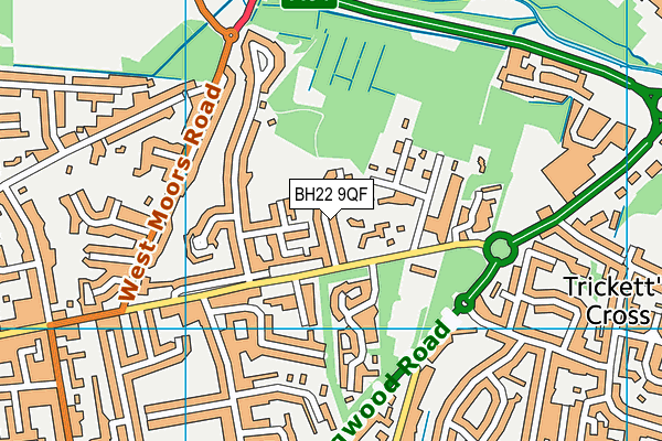 BH22 9QF map - OS VectorMap District (Ordnance Survey)