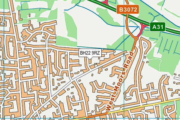 BH22 9RZ map - OS VectorMap District (Ordnance Survey)