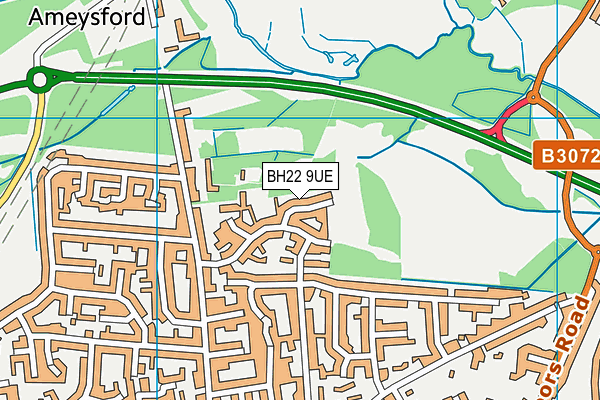BH22 9UE map - OS VectorMap District (Ordnance Survey)