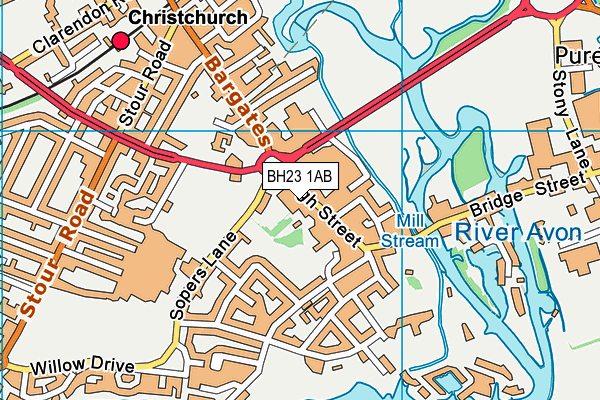 BH23 1AB map - OS VectorMap District (Ordnance Survey)