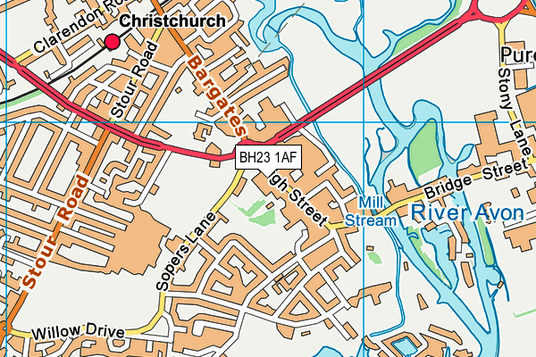 BH23 1AF map - OS VectorMap District (Ordnance Survey)