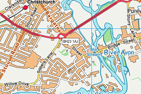 BH23 1AJ map - OS VectorMap District (Ordnance Survey)