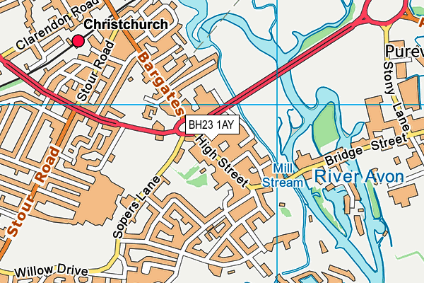 BH23 1AY map - OS VectorMap District (Ordnance Survey)