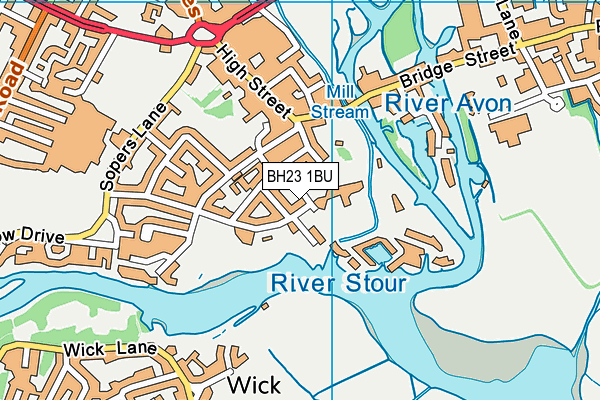 BH23 1BU map - OS VectorMap District (Ordnance Survey)