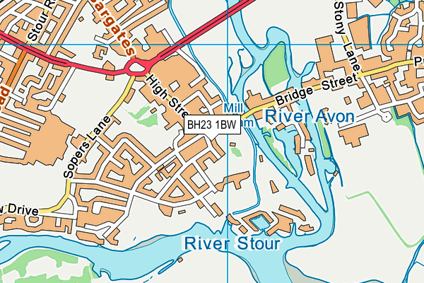 BH23 1BW map - OS VectorMap District (Ordnance Survey)