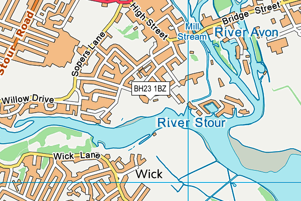 BH23 1BZ map - OS VectorMap District (Ordnance Survey)