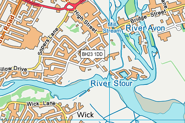 BH23 1DD map - OS VectorMap District (Ordnance Survey)
