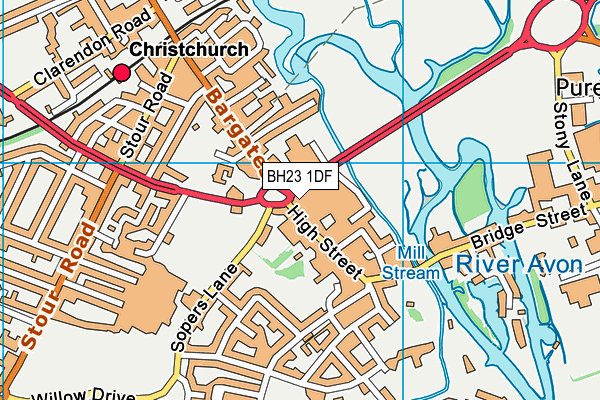 BH23 1DF map - OS VectorMap District (Ordnance Survey)
