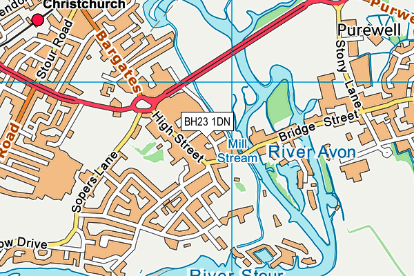 BH23 1DN map - OS VectorMap District (Ordnance Survey)