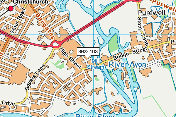 BH23 1DS map - OS VectorMap District (Ordnance Survey)