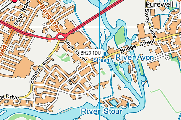 BH23 1DU map - OS VectorMap District (Ordnance Survey)