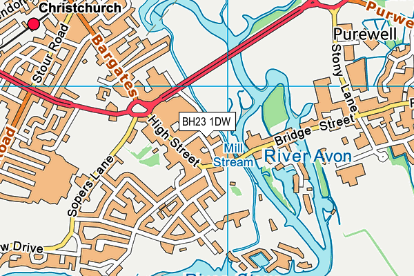BH23 1DW map - OS VectorMap District (Ordnance Survey)