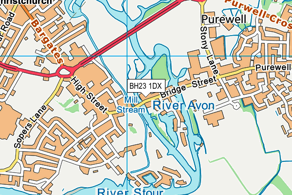 BH23 1DX map - OS VectorMap District (Ordnance Survey)