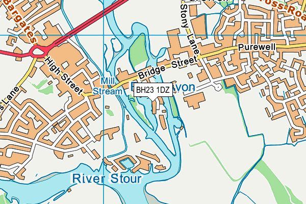 BH23 1DZ map - OS VectorMap District (Ordnance Survey)
