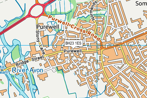 BH23 1ES map - OS VectorMap District (Ordnance Survey)