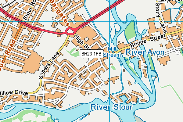BH23 1FB map - OS VectorMap District (Ordnance Survey)