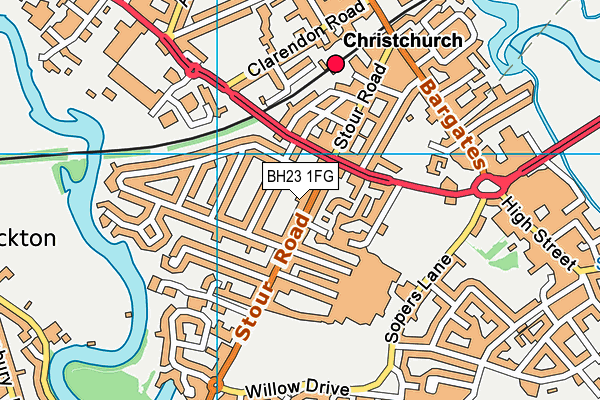 BH23 1FG map - OS VectorMap District (Ordnance Survey)