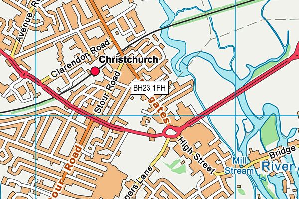 BH23 1FH map - OS VectorMap District (Ordnance Survey)