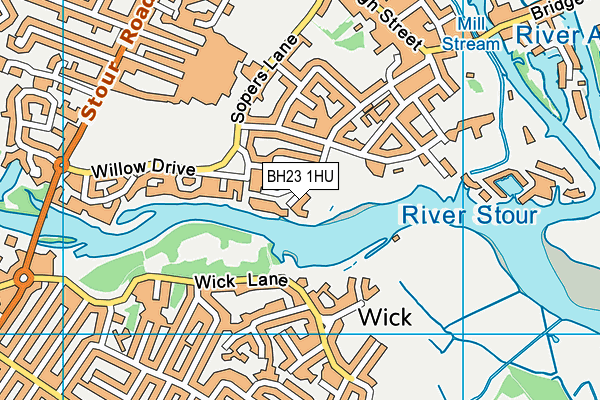 BH23 1HU map - OS VectorMap District (Ordnance Survey)