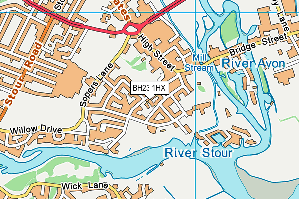 The Priory Church of England Primary School map (BH23 1HX) - OS VectorMap District (Ordnance Survey)