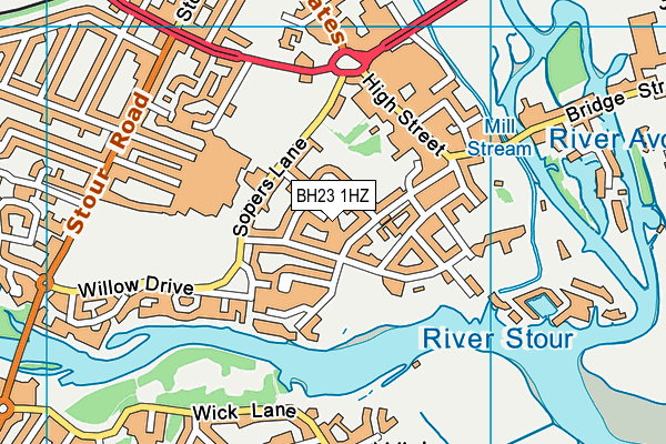 BH23 1HZ map - OS VectorMap District (Ordnance Survey)