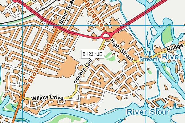 BH23 1JE map - OS VectorMap District (Ordnance Survey)