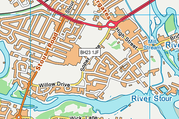 Twynham School map (BH23 1JF) - OS VectorMap District (Ordnance Survey)